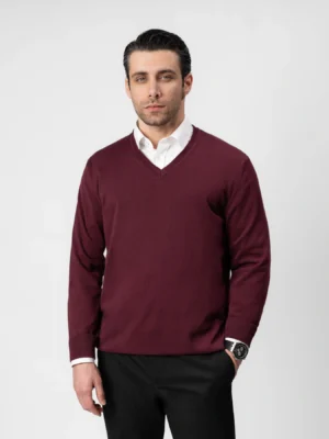 Burgundy V-Neck Cotton Sweater Burgundy V-Neck Sweater