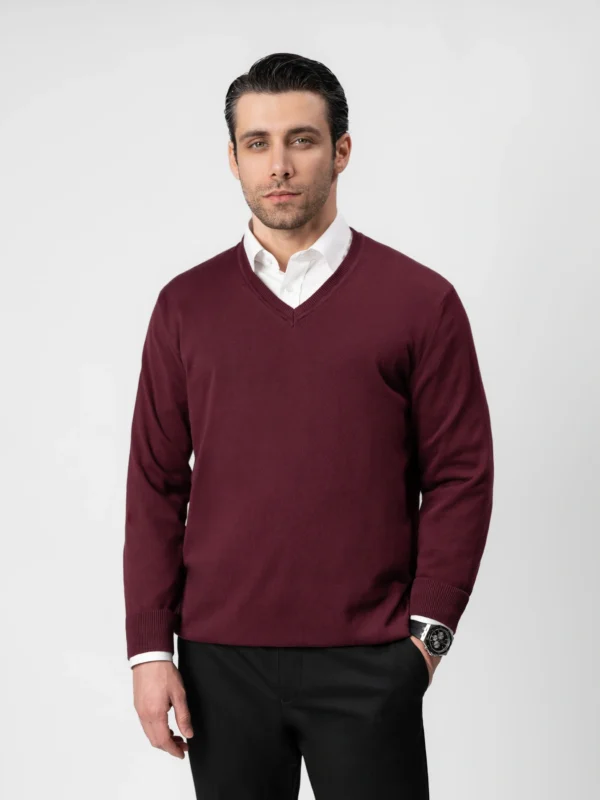 Burgundy V-Neck Sweater