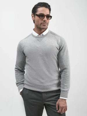 Gray Crew Neck Cotton Sweater Gray Crew Neck Sweater