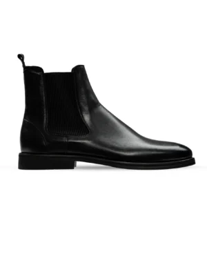 ITMerce Black Chelsea Winter Boots Black Leather Chelsea Boots