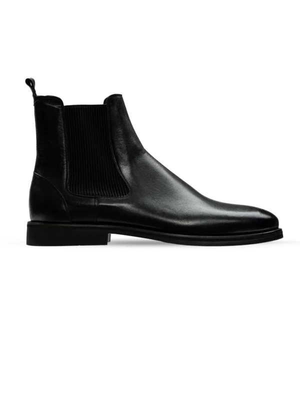 ITMerce Black Chelsea Winter Boots Black Leather Chelsea Boots