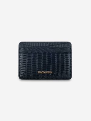 ITMerce Black Crocodile-Pattern Leather Card Holder Black Crocodile-Pattern Leather Card Holder