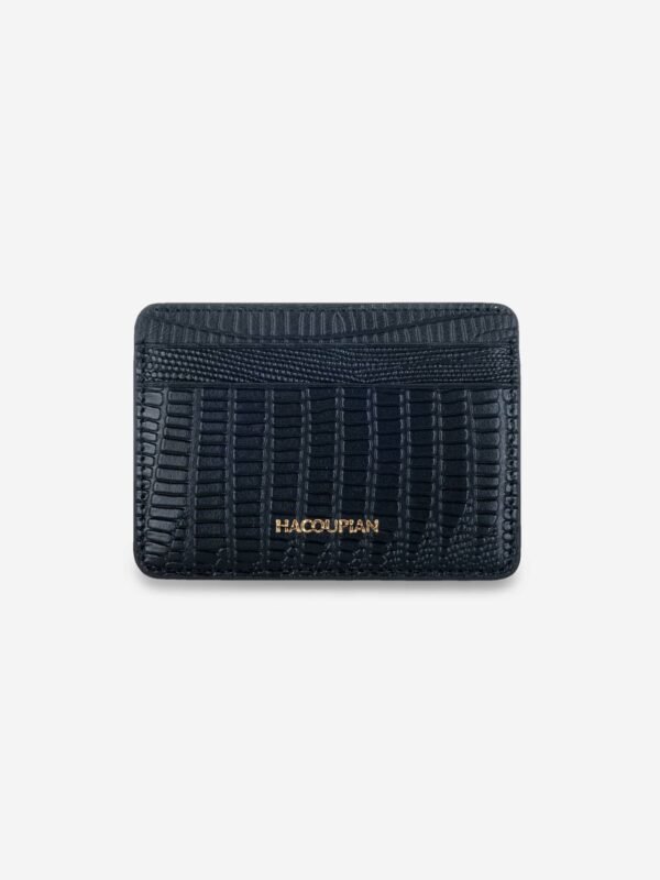 ITMerce Black Crocodile-Pattern Leather Card Holder Black Crocodile-Pattern Leather Card Holder