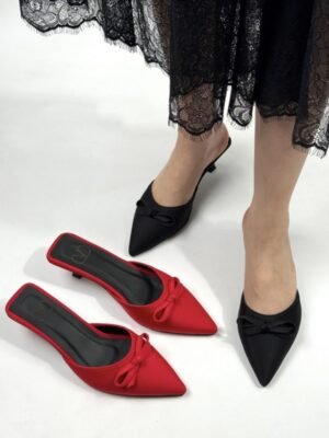 ITMerce Bow Grace Stretch Heels Bow Accent Stretch Heeled Shoes