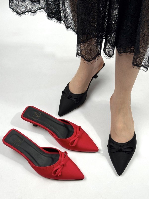 ITMerce Bow Grace Stretch Heels Bow Accent Stretch Heeled Shoes