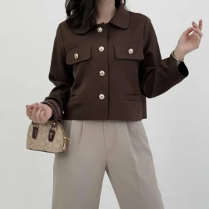 ITMerce Classic Cropped Crepe Jacket Classic Cropped Crepe Women's Jacket