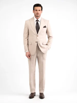 ITMerce Ivory Prestige Tailored Suit Cream Formal Suit
