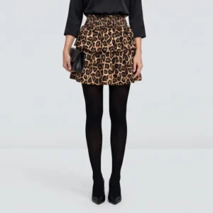 Women's Leopard Print Tiered Skirt