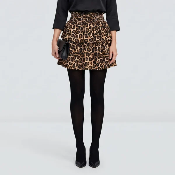 Women's Leopard Print Tiered Skirt