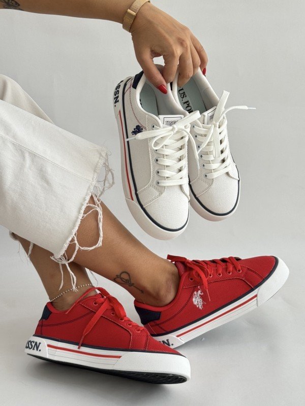 ITMerce Polo Embroidered Platform Sneakers Embroidered Polo Canvas Sneakers