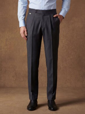 Dark Gray Formal Wool Trousers
