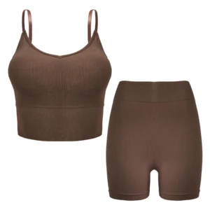 Women's Ribbed Sports Bra & Shorts Set