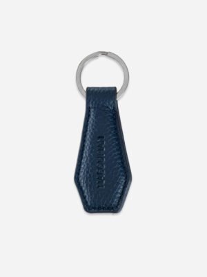 Navy Blue Leather Keychain