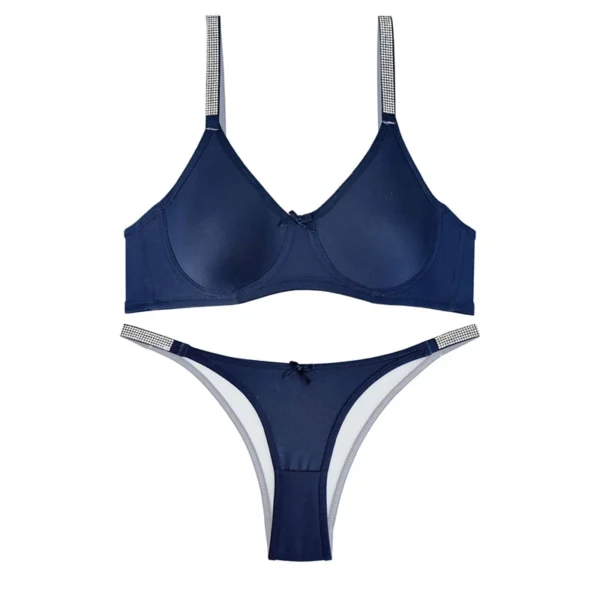 Rhinestone Microfiber Bra & Panty Set