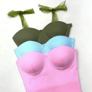 Strapless Ribbon Crop Top